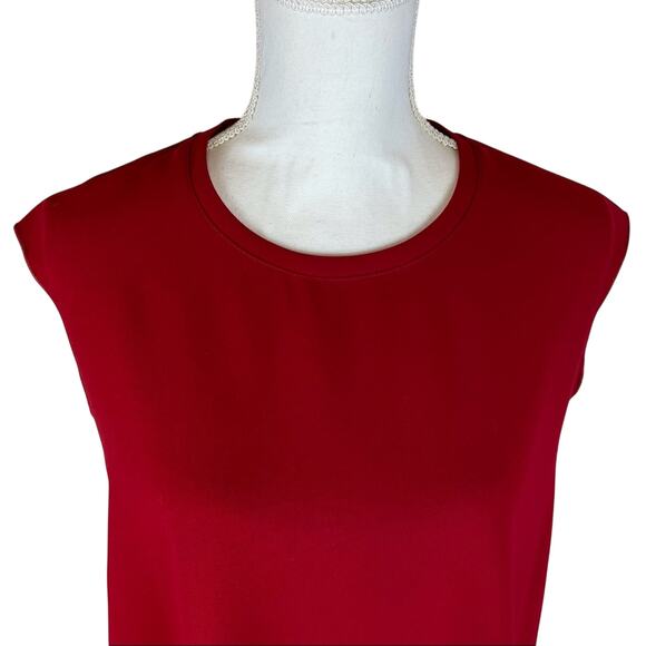 Anne Klein Womens Red Asymmetrical Top Size 10 Capsule Lagenlook Office Career - Picture 2 of 7